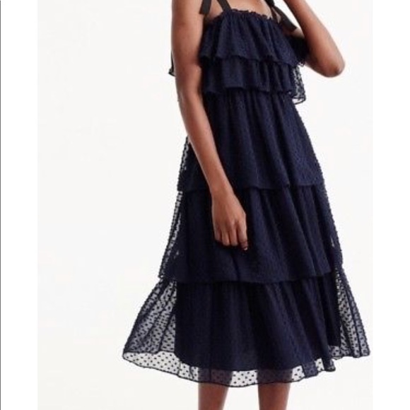 J. Crew Dresses & Skirts - J crew navy tiered shoulder tie dress